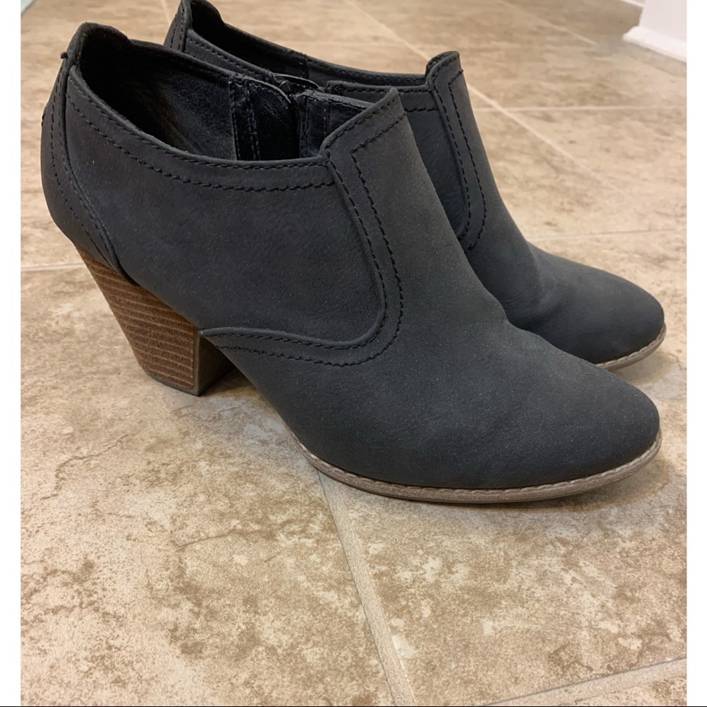 Charcoal grey booties. Dr. Scholl’s